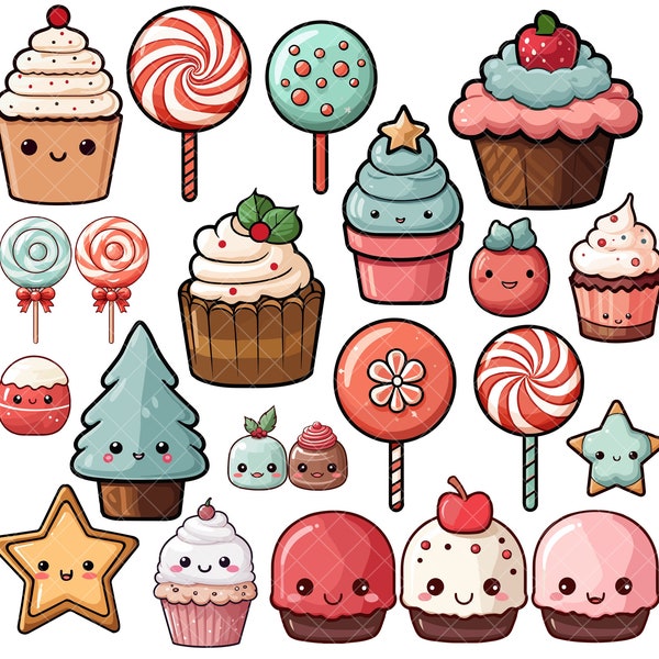 Kawaii Cute Christmas Sweets PNG bundle