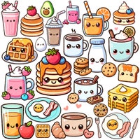 Kawaii Breakfast Food Clipart - Vector, PNG & JPG Files - 300 DPI Cute ...