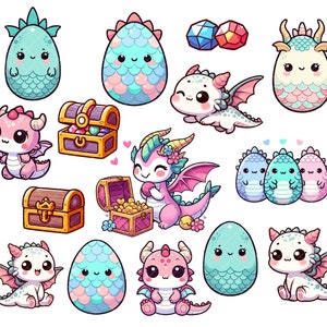 Kawaii Cute Dragon PNG bundle