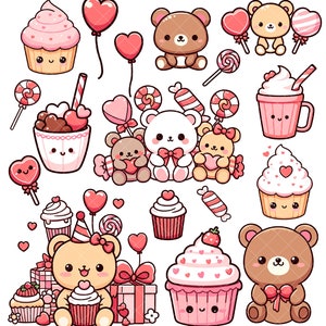 Paquete PNG de osos de San Valentín lindos y kawaii
