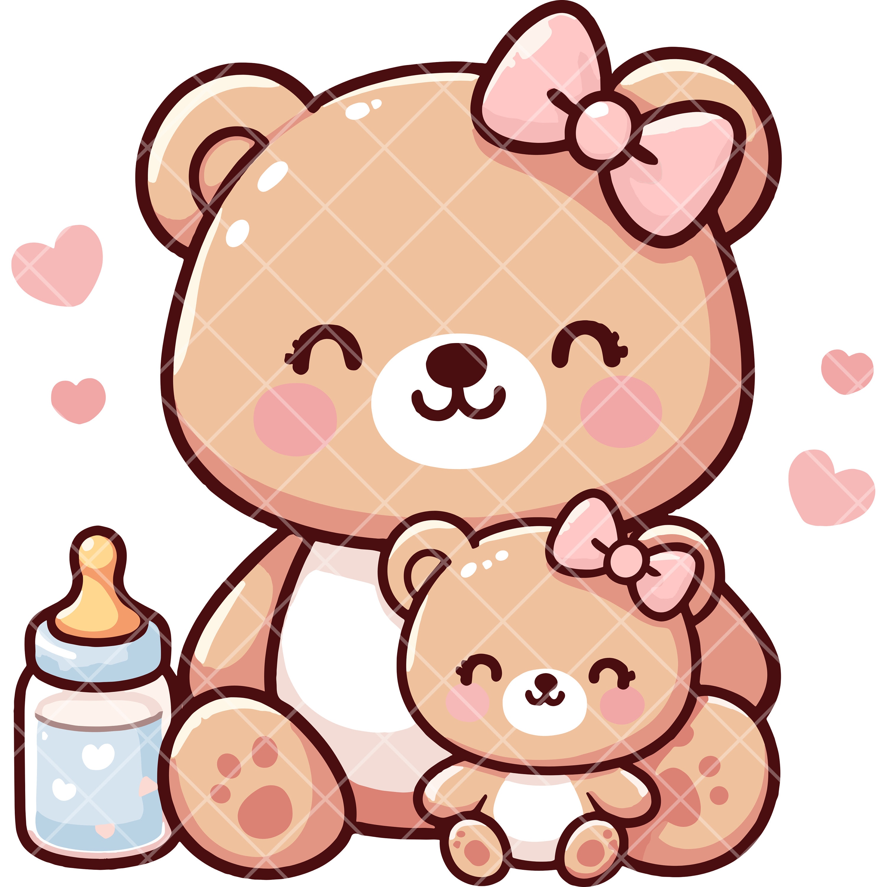 Kawaii Cute Mom and Baby Bear PNG Bundle - Etsy