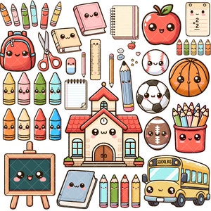 Kawaii Cute Back to School PNG-bundel