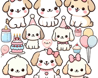 Ensemble PNG chiots kawaii