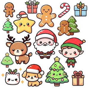 Kawaii Cute Christmas PNG bundle