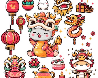 Kawaii Cute Chinese New Year PNG bundle