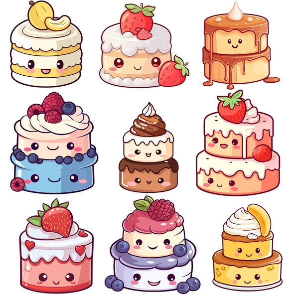 Kawaii Cute XL Cake PNG bundle