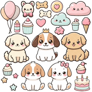 Kawaii Cute Puppy PNG bundle