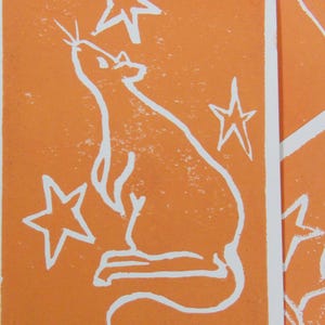 The Rat - Orange Version - Linocut Art, Relief Print, Linocut, Block Print, Block Printed Art, Funny Art, Art Print