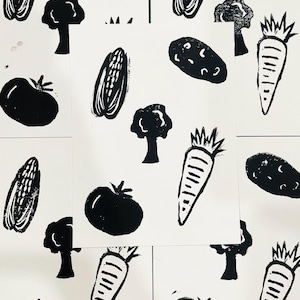 Veggies - Linocut Art, Relief Print, Block Print, Linocut, Food Art, Landscape, Simple Art