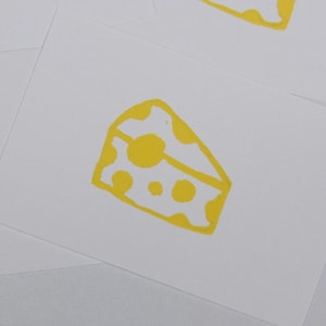 Block of Cheese - Food Art, Linocut Art, Relief Print, Mini print, Linocut, Blockprint, Block printed art