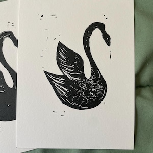 Swan - Linocut Art, Animal Art, Nature Art, Block Print, Relief Art, Relief Print