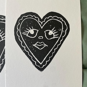 Heart Eyes - Block Print, Relief Print, Linocut, Wall Art, Home Decor