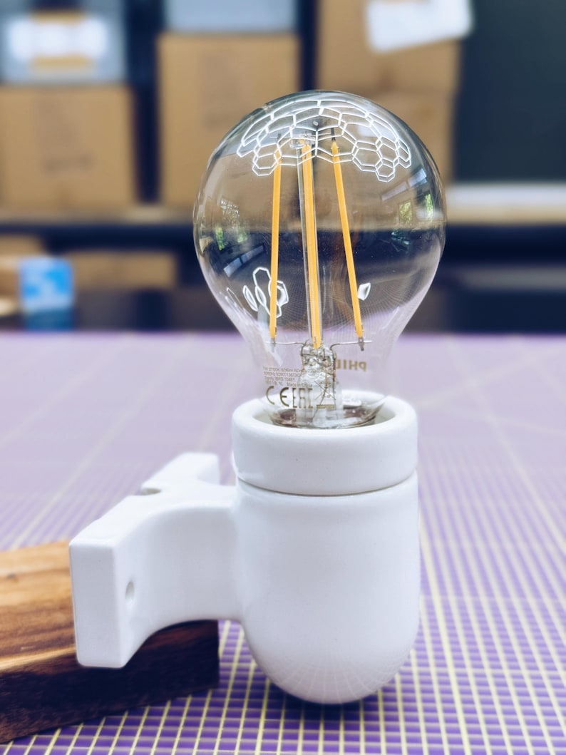 Ceramic socket / wall mount for E27 light bulb in black and white image 8