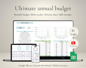 Monthly Budget Planner Google Sheets Annual Finance Tracker Template