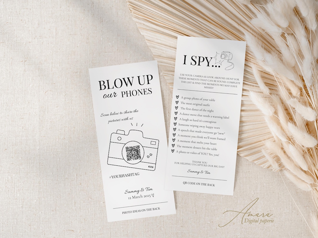 I Spy Wedding Photo Scavenger Hunt Card: QR Code Template (Digital Download)