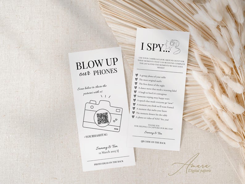 I Spy Wedding Photo Scavenger Hunt Card: QR Code Template (Digital Download) image 1
