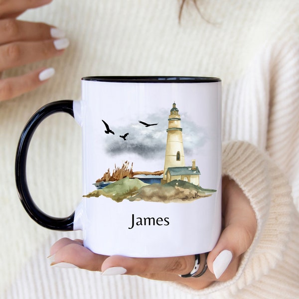 Personalized Lighthouse Mug, Custom Lighthouse Coffee Mug, Gift Ideas, Custom Gift Mug, Keepsake Mug.