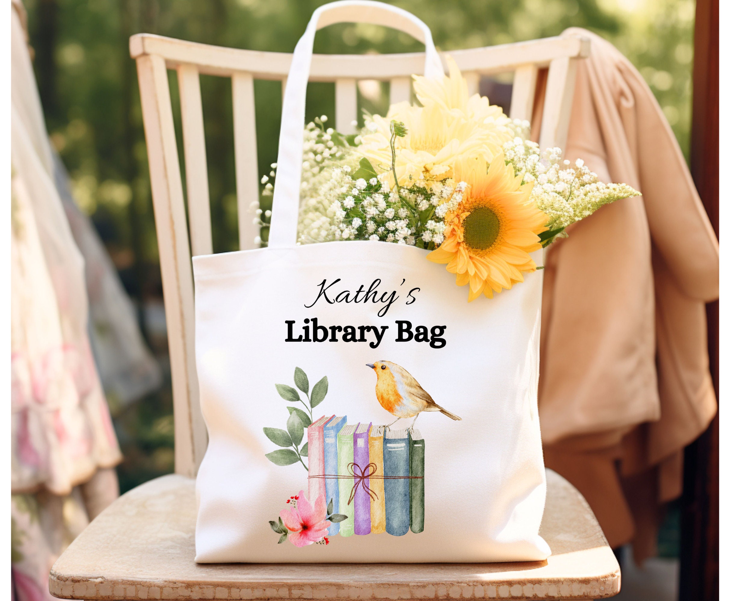 Custom Library Bag, School Library Bag, Personalized Book Bag, Gift Bag