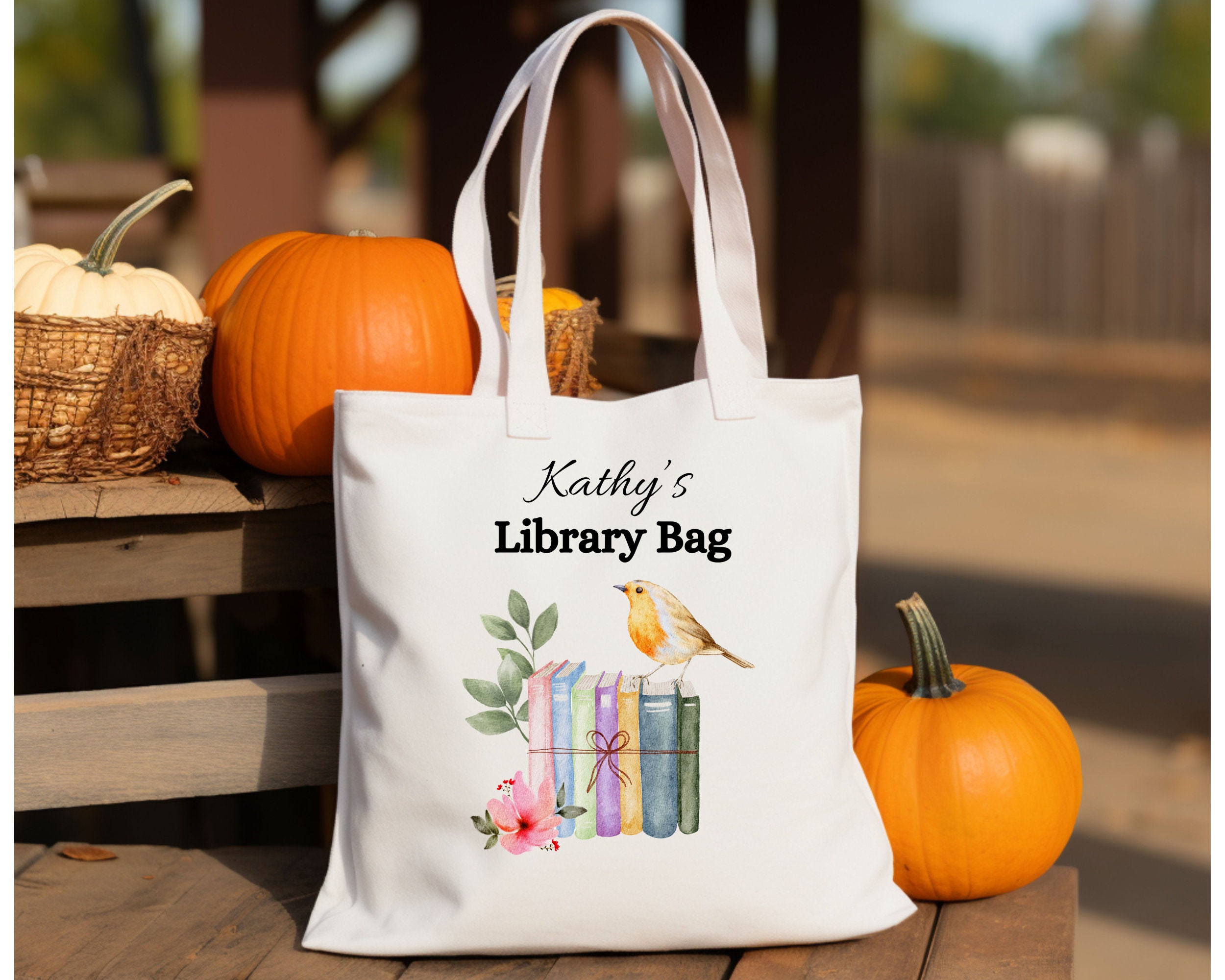 Custom Library Bag, School Library Bag, Personalized Book Bag, Gift Bag