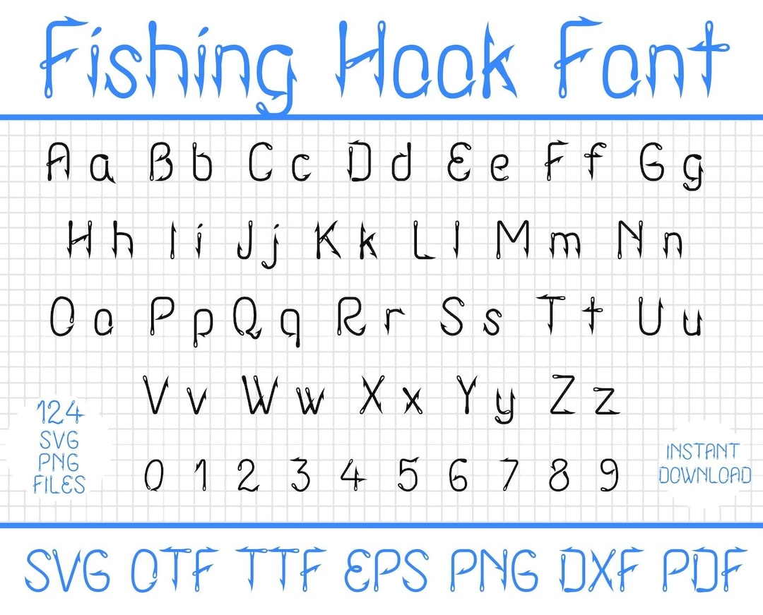 Fishing SVG Font, Fishing Font, Fish Hook Font, Fishing SVG, Fishing