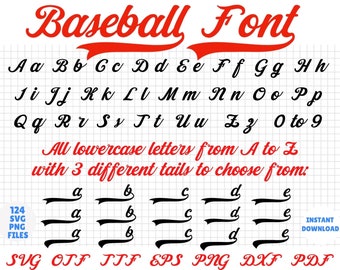 Baseball Font, Baseball Font SVG, Baseball Letters SVG, Baseball, Script Font, Baseball Letters