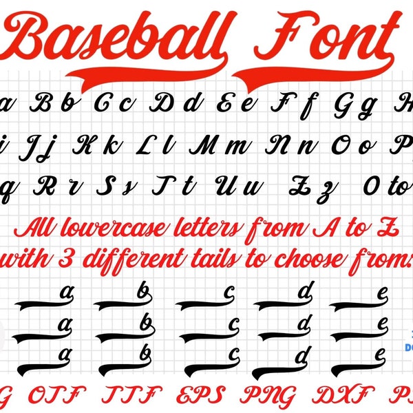 Fuente de béisbol, fuente de béisbol SVG, letras de béisbol SVG, béisbol, fuente de script, letras de béisbol