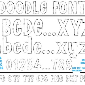 Fuente de Doodle SVG, Letras de Doodle SVG, Fuente de Doodle, Letras de Doodle, SVG dibujado a mano, Alfabeto Svg, Fuente manuscrita Svg, Números de Doodle