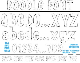Doodle Font SVG, Doodle Letters SVG, Doodle Font, Doodle Letters, Hand Drawn SVG, Alphabet Svg, Handwritten Font Svg, Doodle Numbers