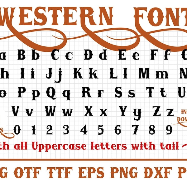 Western Font SVG, Western Font, Cowboy Font SVG, Cowboy Font, Rodeo Font Svg, Country Font Svg, Cowboy Letters, Font with Tails SVG