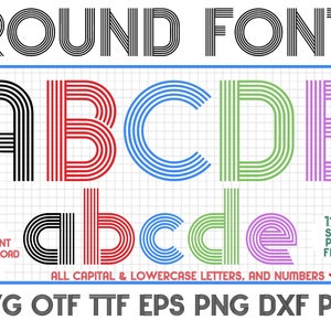 Police ronde, ronde police SVG, ronde police PNG, ronde lettres SVG, ronde Alphabet Svg, ronde chiffres Svg, lignes police, ronde Alphabet Svg