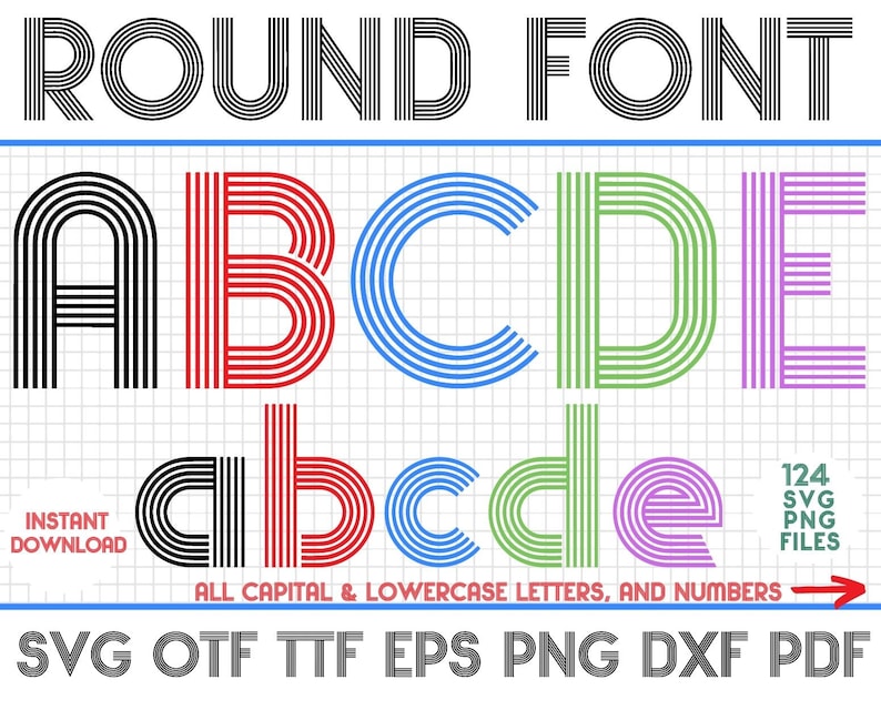Round Font, Round Font SVG, Round Font PNG, Round Letters SVG, Round ...