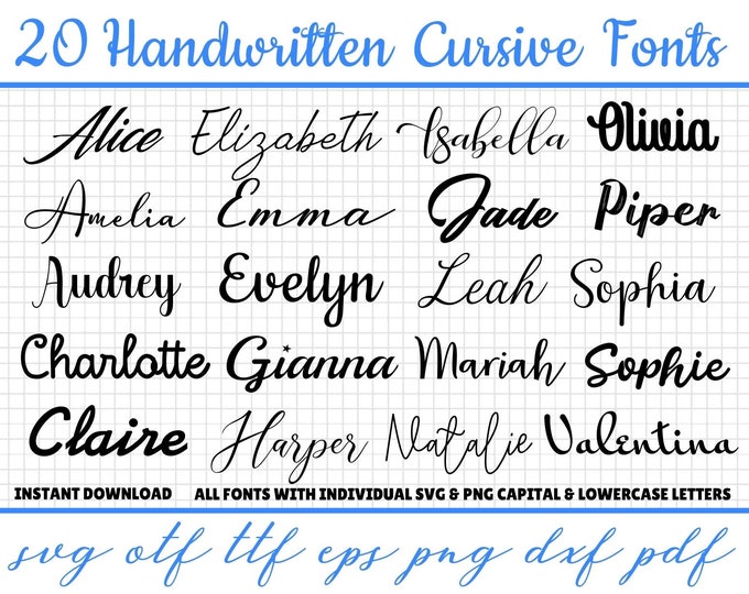 Script Lettering Svg HANDWRITTEN FONTS SVG, Handwritten Collection, Handwritten Font Svg ...