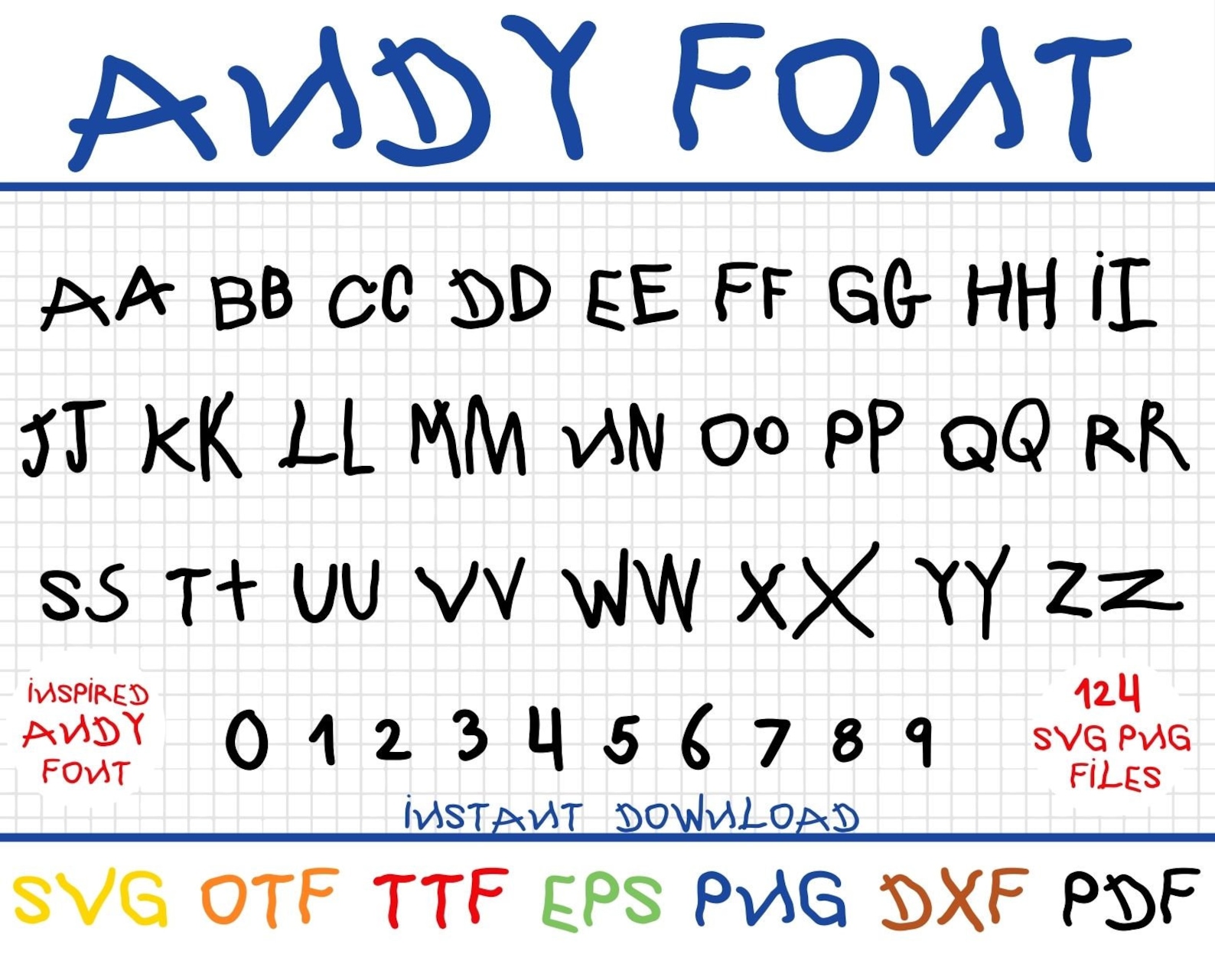 Andy Font SVG, Andy Alphabet Font, Andy Alphabet, Andy Alphabet SVG
