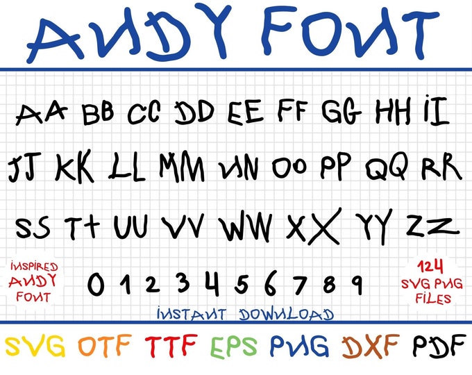 ANDY FONT SVG, Digital Download, Font Svg, Andy Svg, Alphabet Svg, Toy ...