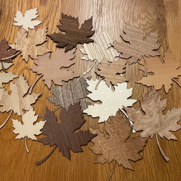 Autumn decoration - leaves made of wood