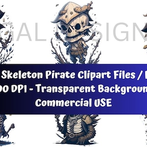 Skeleton Pirate Clipart, Skeleton Clipart - Halloween Skeletons - Pirate Clipart, Digital Downloads, Skeleton Pirate 22 PNG FILES