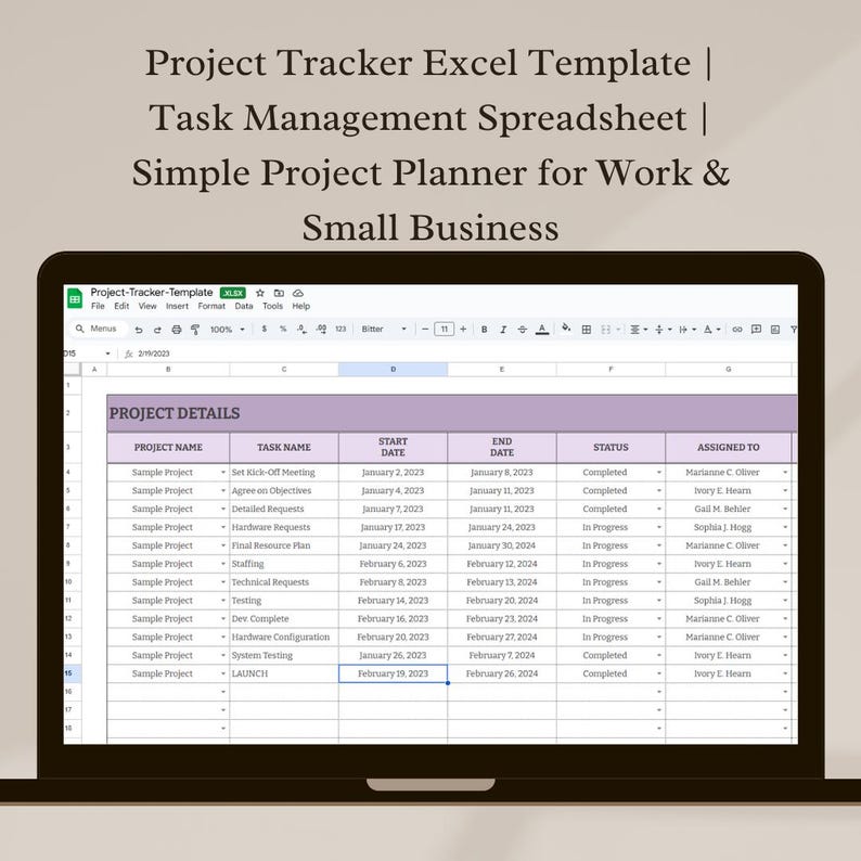 Project Tracker Excel Template | Task Management Spreadsheet | Simple ...