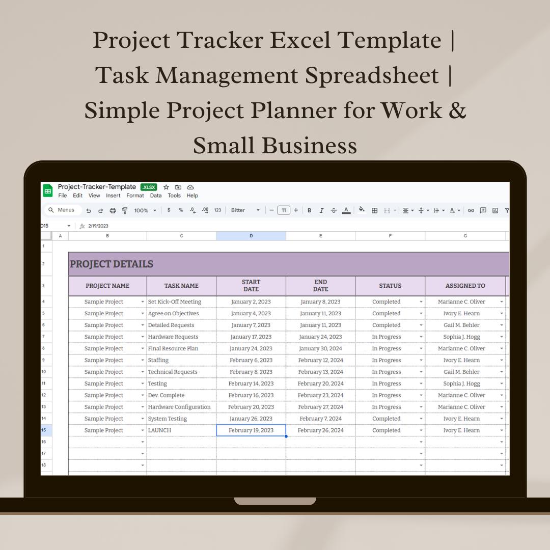 Project Tracker Excel Template | Task Management Spreadsheet | Simple ...