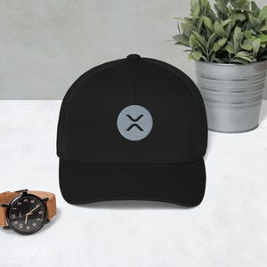 XRP Trucker Cap, Xrp Baseball Hat, Embroidered Xrp Hat, Crypto Hat, Bitcoin Baseball cap, Crypto black hat,
