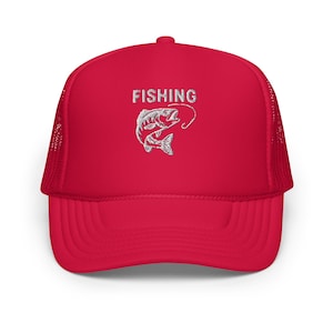 Embroidered Fishing Foam trucker hat,  Cool fishing Hat, hat for fishing lovers, Fishermen hat, women fishing hat, fishing gift,