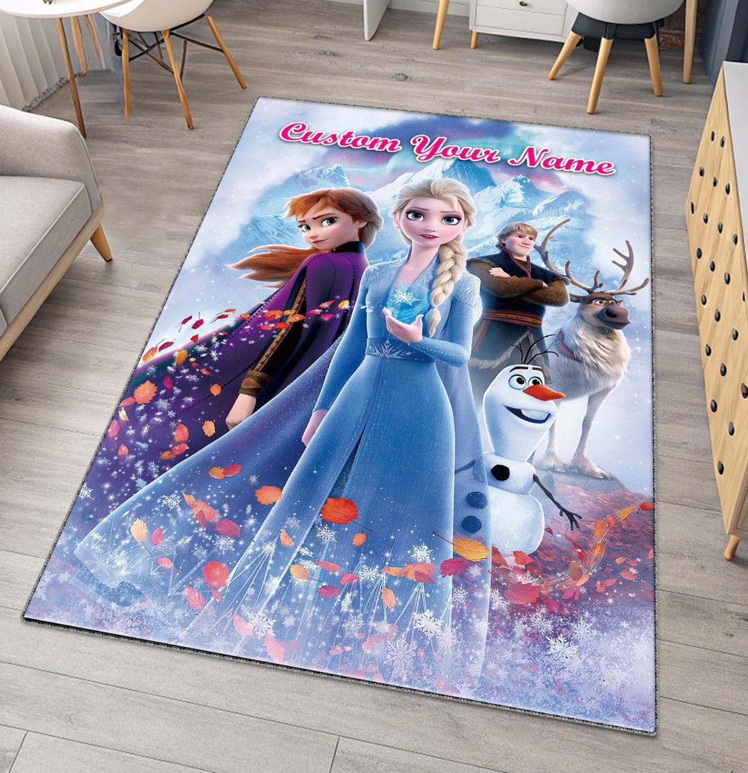 Frozen Rug Customizable Frozen Rug, Kids Room Decor, Cotton Surface - Etsy