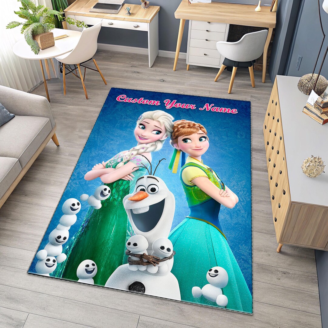 Frozen Rug Frozen Cotton Rug, Elsa and Anna, Kids Nursery, Personalized Rug - Etsy