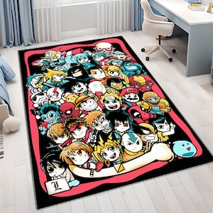 Alfombra mixta de anime, alfombra mixta de juegos, alfombra kawaii, alfombra de anime, alfombra de manga, alfombra colorida, alfombra fantástica, decoración de anime, alfombra para habitación infantil, alfombra personalizada, alfombra de área