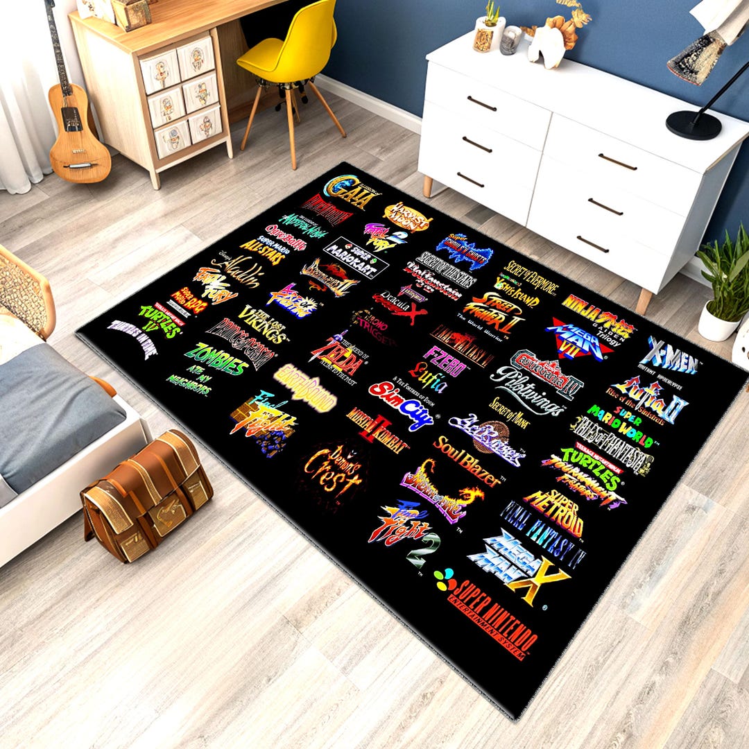Retro Arcade Video Game Rug, Gamer Room Decor - Etsy
