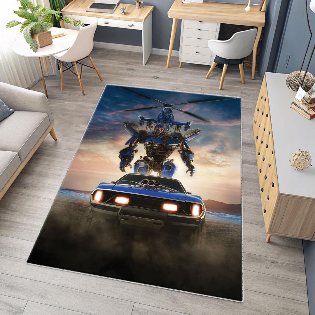 Transformers Area Rug, Optimus Prime Bumblebee Design, Kids Playroom ...