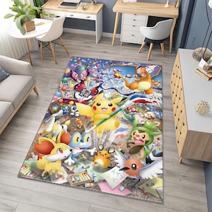 Tapete fantástico, tapete misto de anime, tapete kawaii, tapete de anime, tapete de mangá, tapete colorido, decoração de anime, tapete para quarto de bebê, tapete personalizado, tapete para área, presente para ela