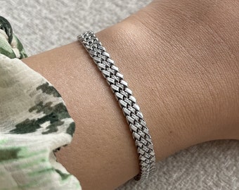 Bracelet en argent sterling 925K, bracelet en or zircon