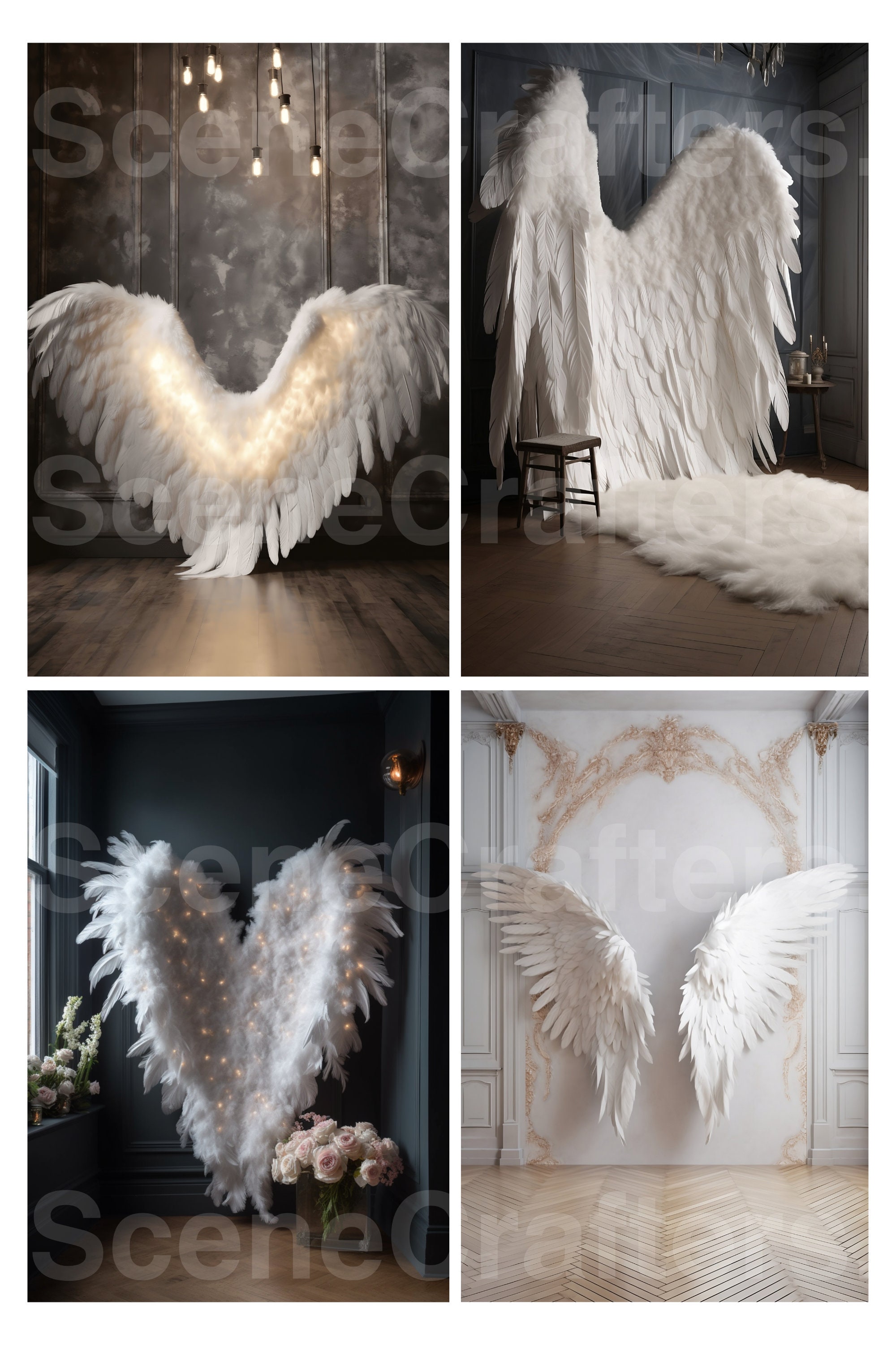 12x Digital Backdrop Angel Wings Maternity, Digital Background for ...