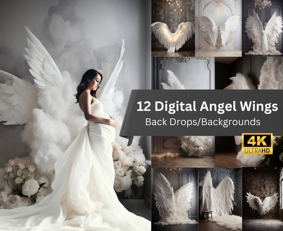 12x Digital Backdrop Angel Wings Maternity, Digital Background for ...