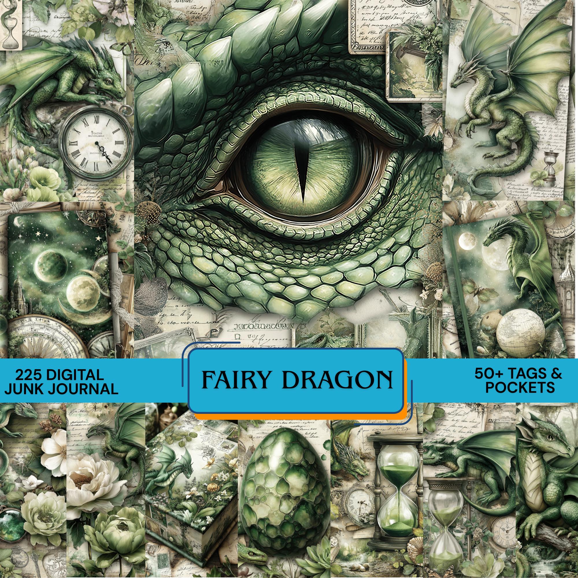 225 Fairy Dragon Junk Journal Kit, +50 Tags & Pockets, Fantasy Mythical ...